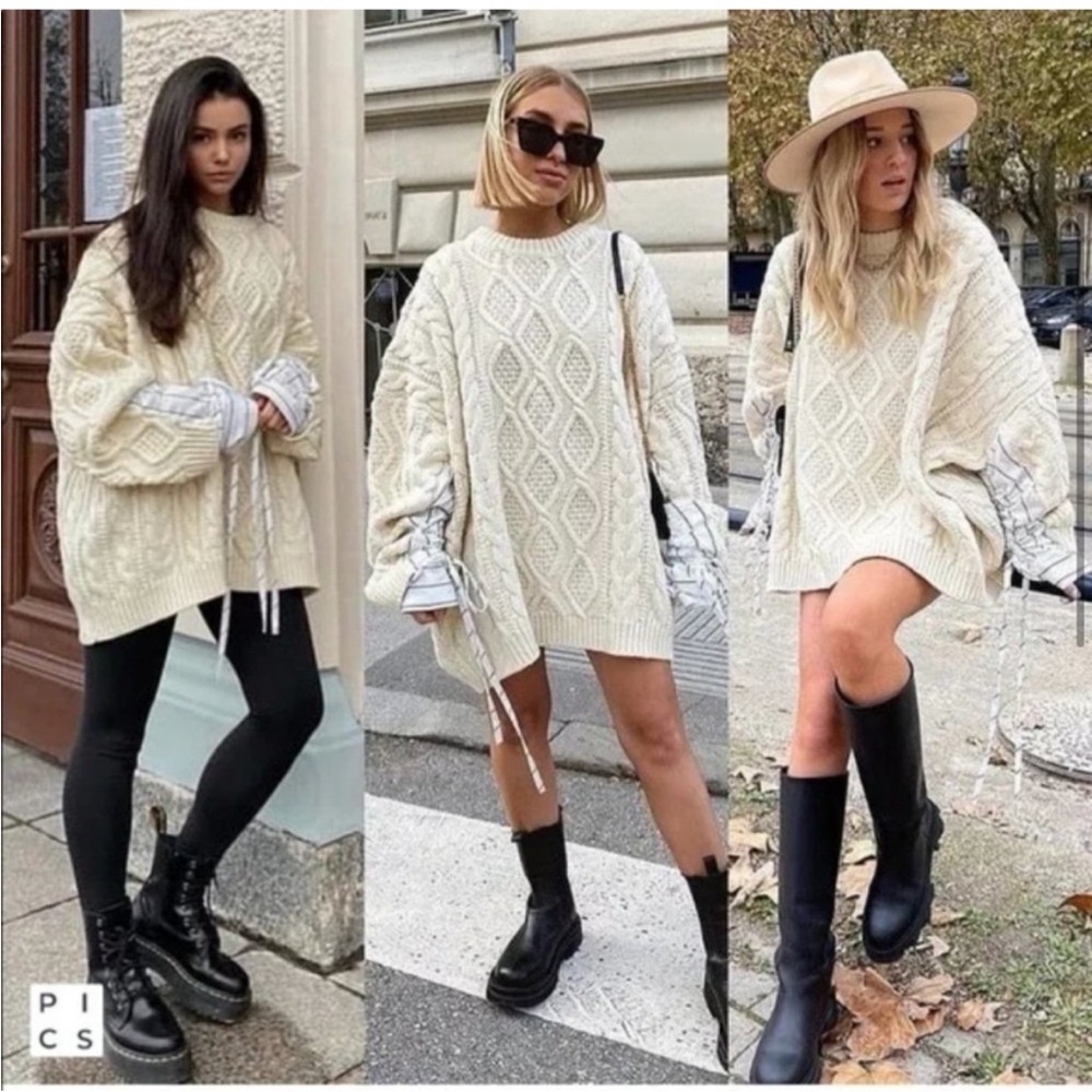 NWT Storets Sadie Shirt Combo Knit Pullover Sweater Dress S/M